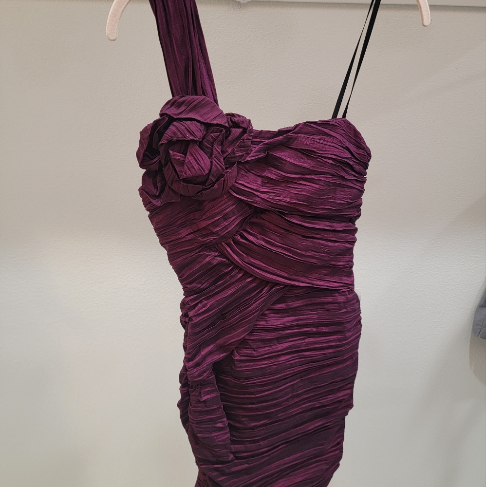 One Shoulder Rouched Plum Dress